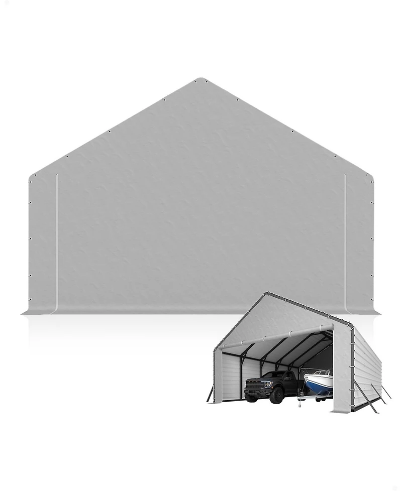 homfan 20 Ft Width Carport Door Curtain Replacement Panels, Heavy Duty Pe Tarpaulin Front and Back for Outdoor Parking Shelter
