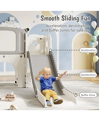 homfan 8 in 1 Toddler Play Tunnel and Climber Set, Indoor Outdoor Playground with Slide and Basketball Hoop for Kids