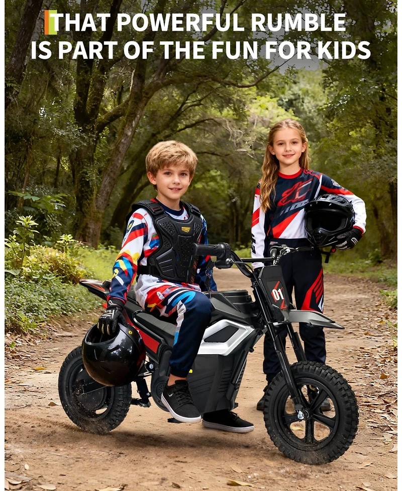 homfan 45.7 x 21.3 26.4 Inch Kids Electric Ride On Motorcycle 24V Battery Powered Toy Bike with 350W Motor for Outdoor Riding