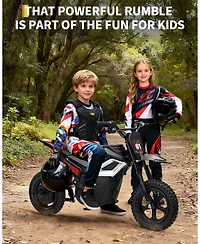 homfan 45.7 x 21.3 26.4 Inch Kids Electric Ride On Motorcycle 24V Battery Powered Toy Bike with 350W Motor for Outdoor Riding
