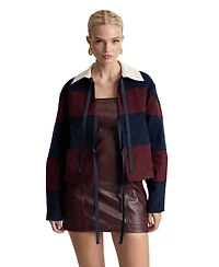 Avec Les Filles Women's Striped Rugby Front-Tie Jacket