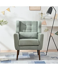 Clihome Modern Accent Chair,Teddy Fabric Living Room Chairs Comfy Reading Chair,Mid Century Chair, Lounge Armchair for Bedroom