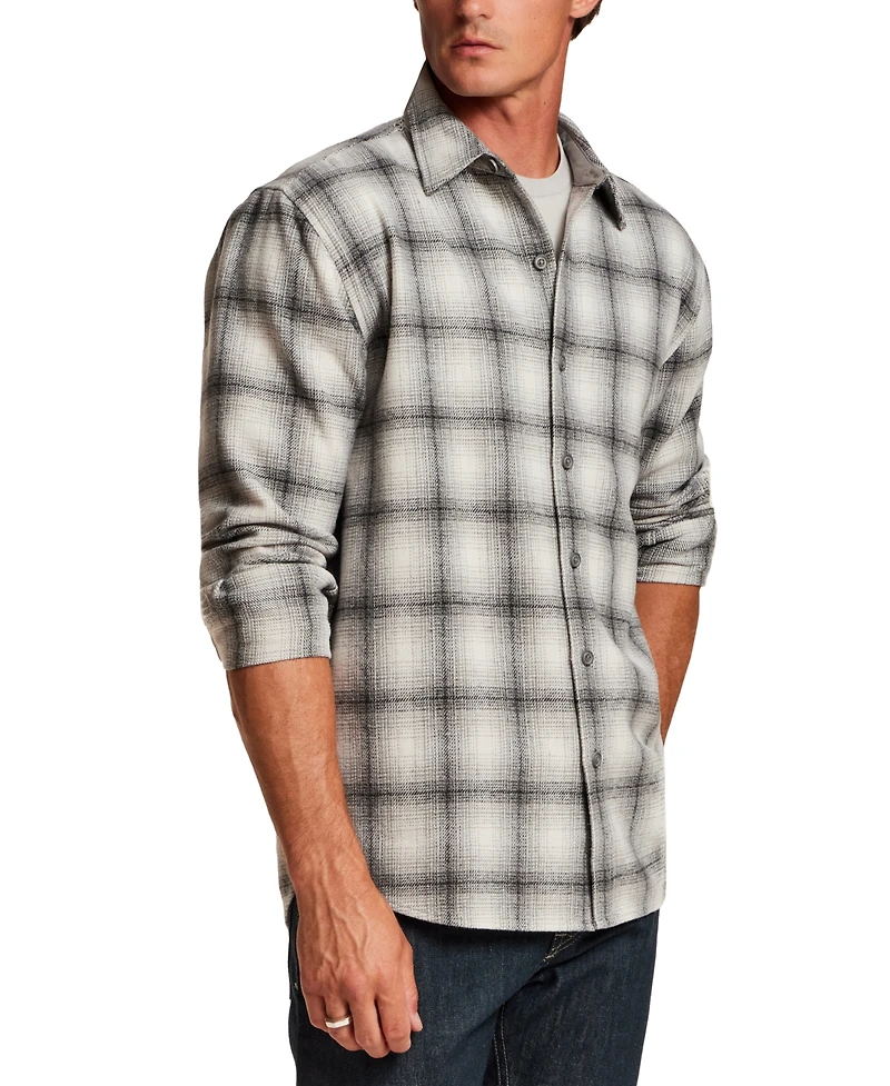 Vintage & Black Men's Plaid Faux Wool Overshirt Jacket