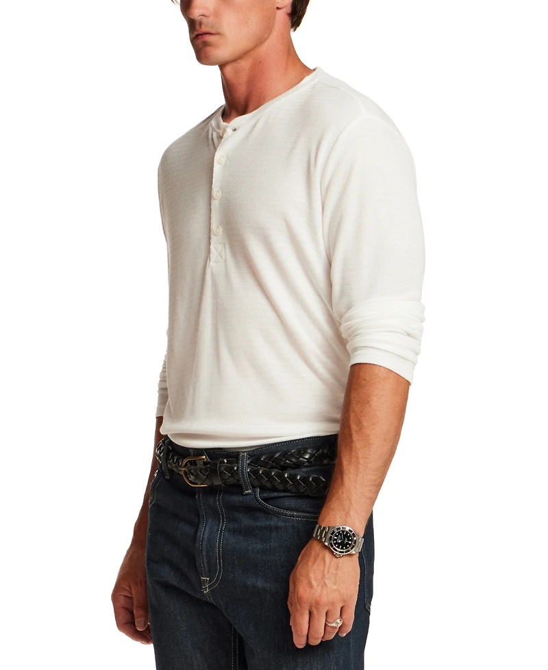 Vintage & Black Men's Crinkle Texture Henley T-Shirt