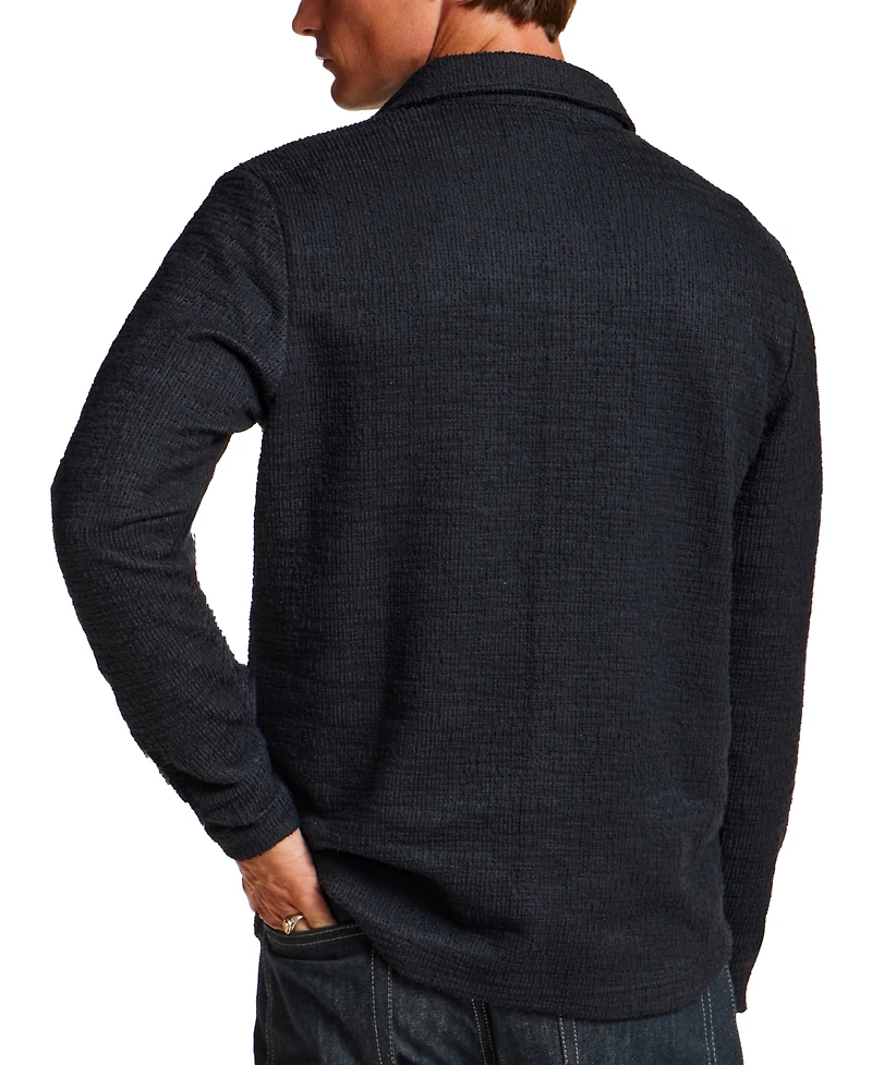 Vintage & Black Men's Slub Terry Button-Down Overshirt Jacket