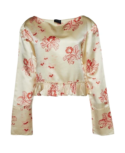 Pre-Owned Marni Women's Floral Print Silk Peplum Blouse