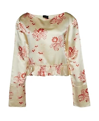 Pre-Owned Marni Women's Floral Print Silk Peplum Blouse