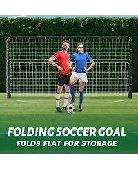 Aboron Heavy-Duty Metal Soccer Goal for Backyard and Training - Professional Steel Frame with Net Cones