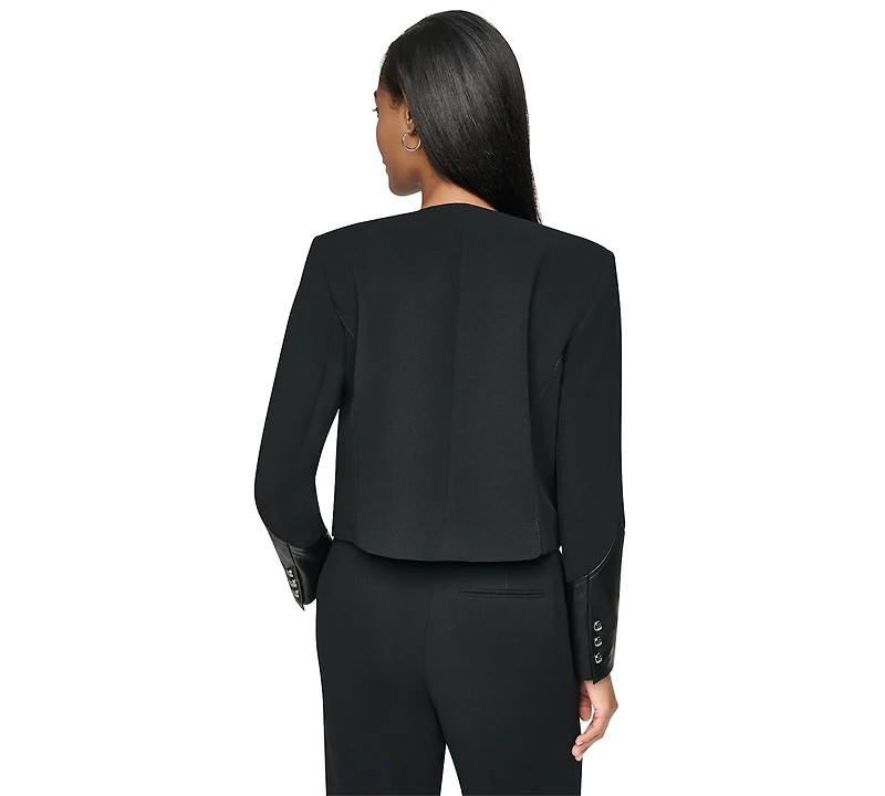 Dkny Petite Textured Crepe 10-Button Pocket Jacket