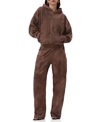 Afrm Womens Cameron Long Sleeve Front Zipper Hoodie Ryan Barrel Leg Sweatpants