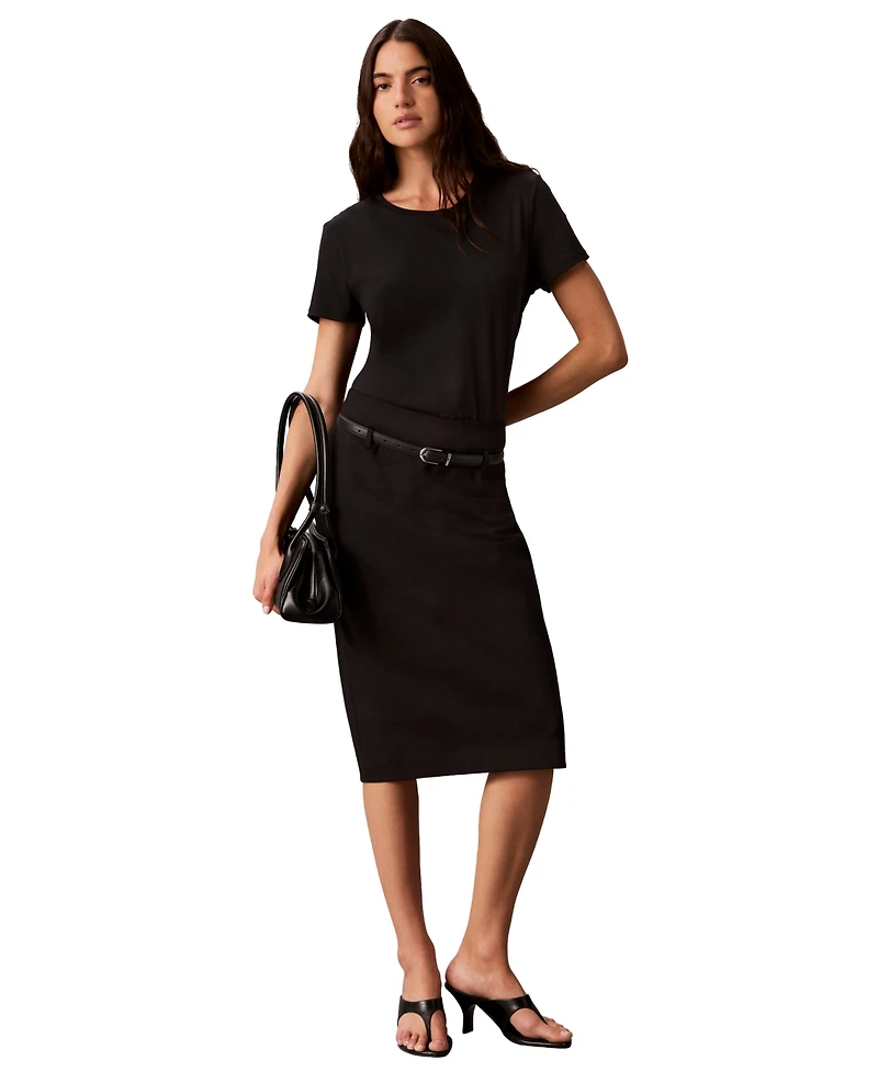 Calvin Klein Women's Belted Midi Pencil Skirt