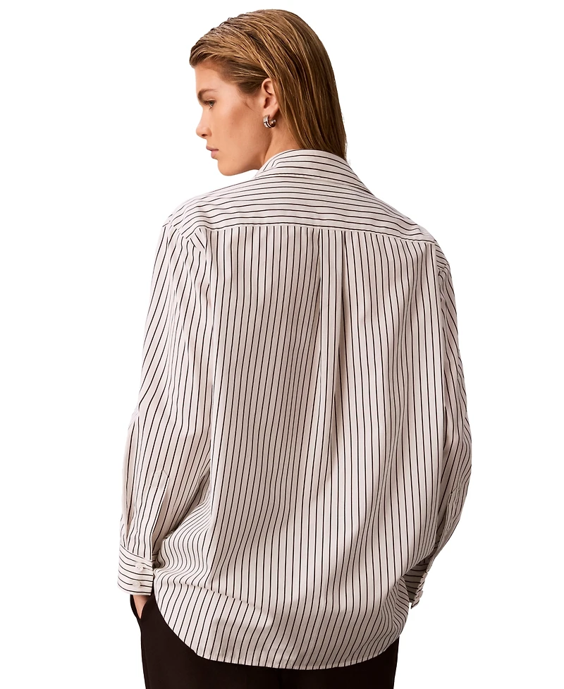 Calvin Klein Women's Striped Collared Neck Shirt