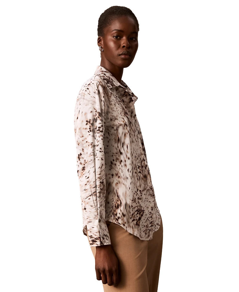 Calvin Klein Women's Printed Collared Neck Shirt