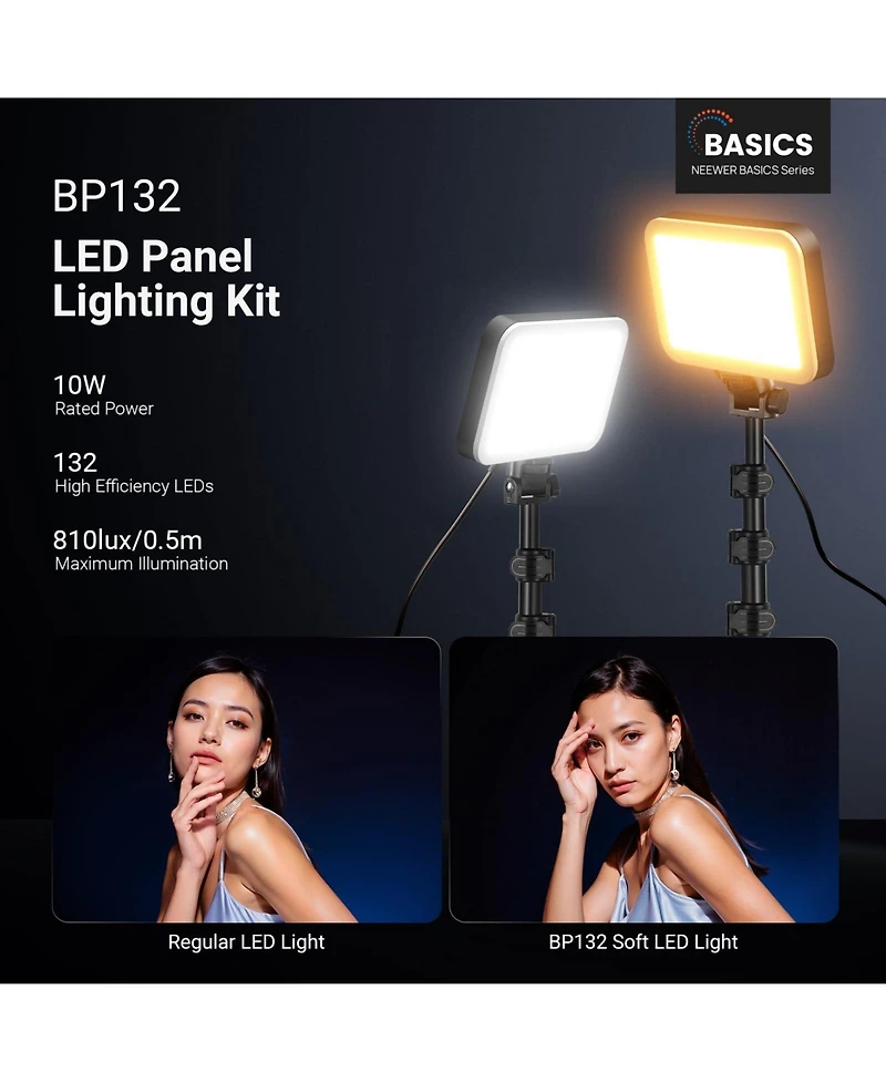 Neewer BP132 Led Video Light with 810lux, 3200K-5600K, CRI95