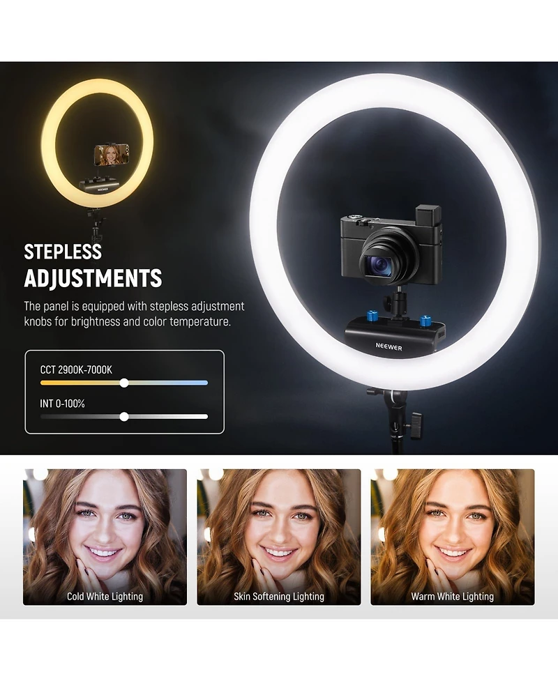 Neewer RP18B Ring Light with 18 Inches, 45W for select iPhone models