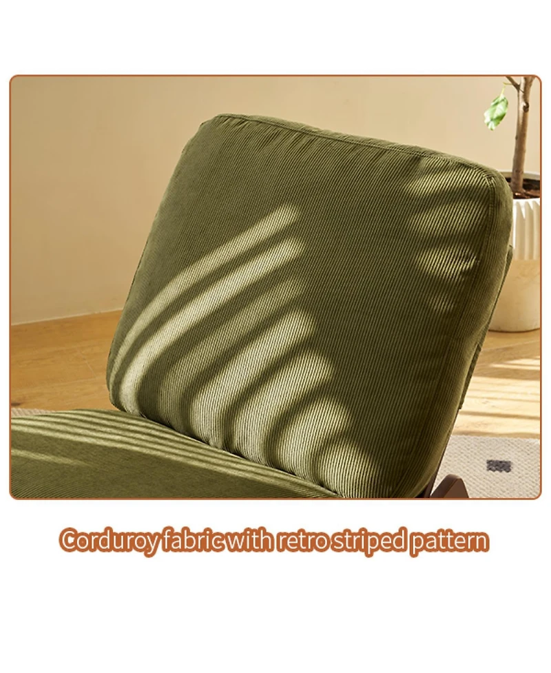 Rainsken Comfortable Glider Rocking Chair, Upholstery corduroy fabric Accent Chairs, Solid Wood Frame, for Living Room Bedroom Sunroom Outdoor