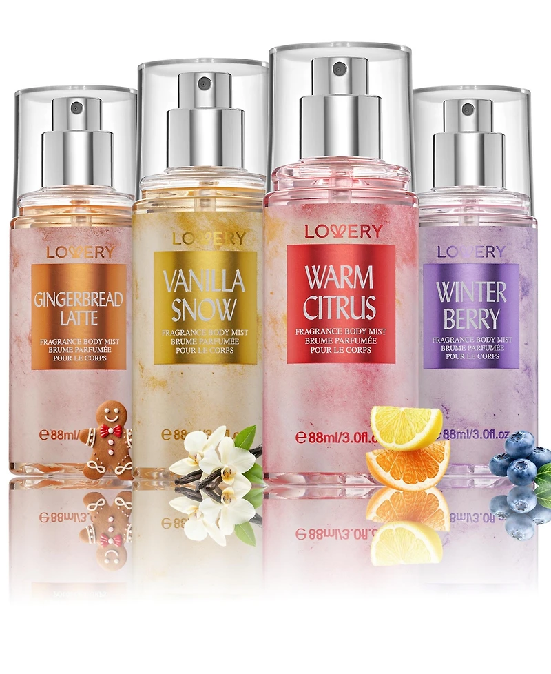 Lovery 4-Pc. Assorted Holiday Body Mist Fragrance Gift Set