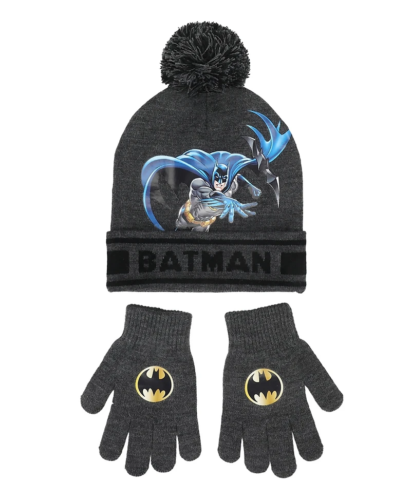 Batman Boys' Graphic Hat and Gloves, 2 Piece Set