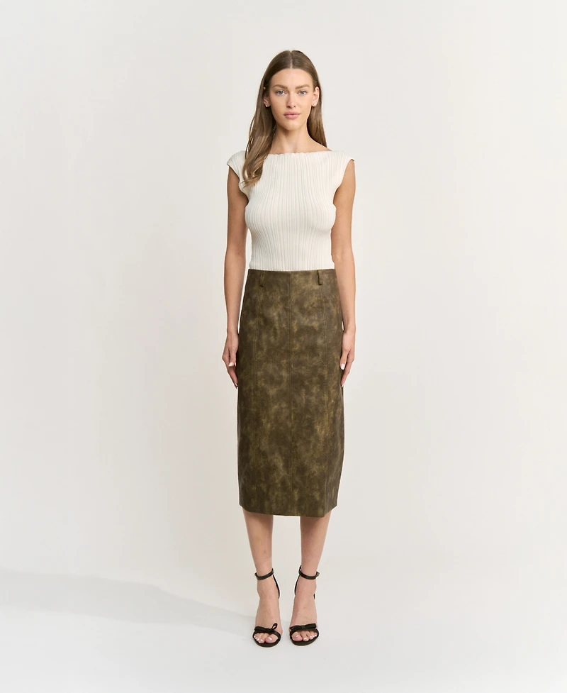 En Saison Women's Margot Zippered Midi Skirt