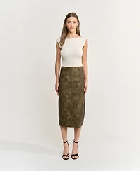 En Saison Women's Margot Zippered Midi Skirt