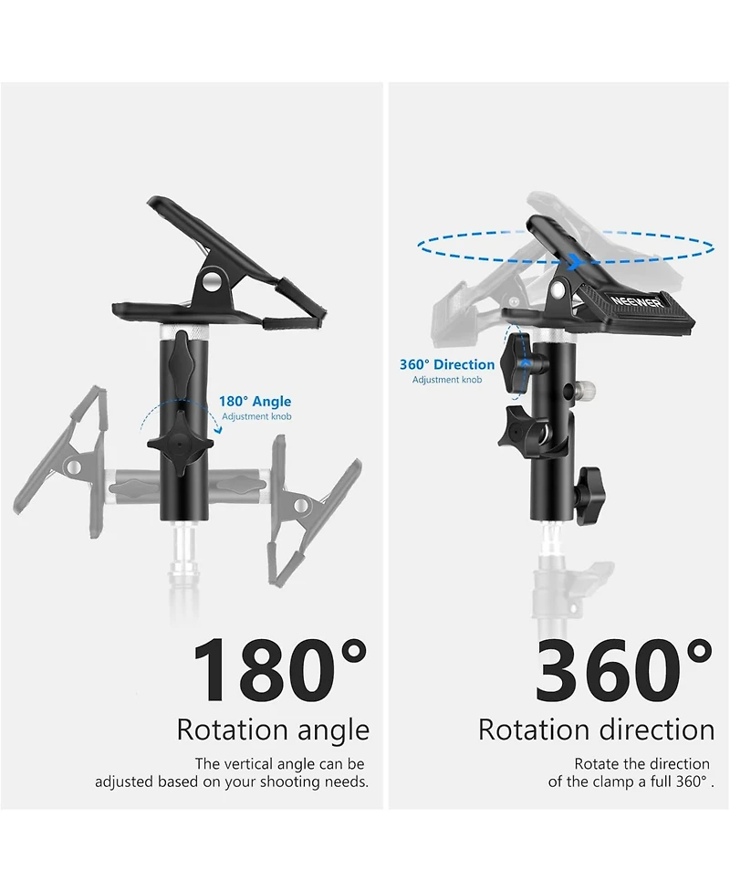 Neewer 3 Pcs Photo Studio Heavy Duty Metal Clamp Holder with 5/8" Light Stand Attachment for Reflector