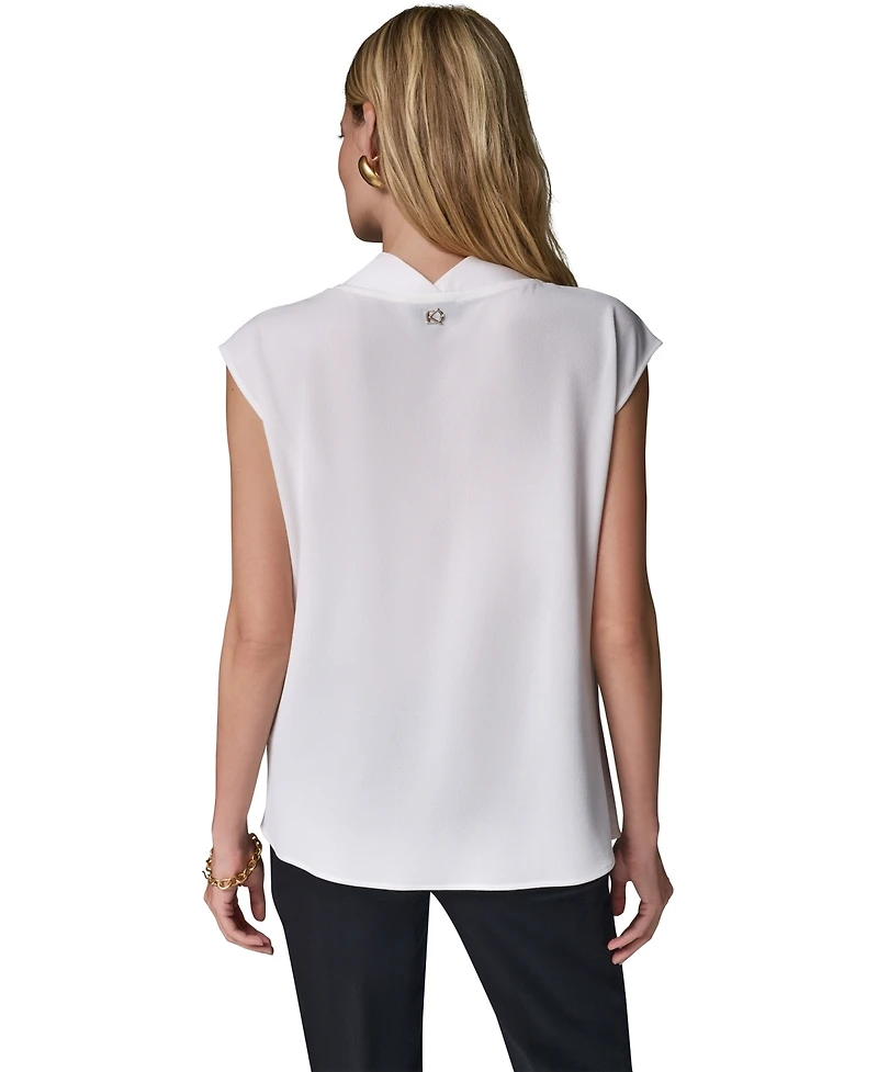 Donna Karan New York Women's Cowl-Neck Cap-Sleeve Top