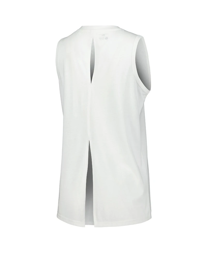 LevelWear Women's White Brooklyn Nets Paisley Peekaboo Tank Top