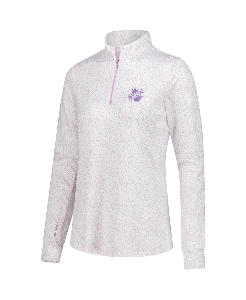 LevelWear Women's Purple 2024 Nhl Hockey Fights Cancer Endless Print Quarter-Zip Pullover Swearshirt