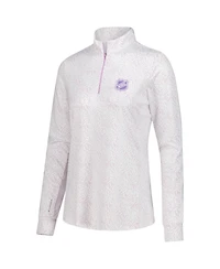 LevelWear Women's Purple 2024 Nhl Hockey Fights Cancer Endless Print Quarter-Zip Pullover Swearshirt