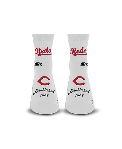 Starter Men's and Women's White Cincinnati Reds Established Stencil Quarter Socks