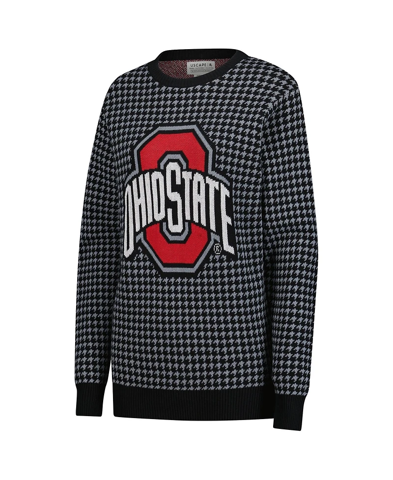 Uscape Apparel Men's and Women's Black Ohio State Buckeyes Renew Knit Vintage Houndstooth Sweater