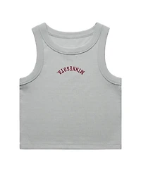 Uscape Apparel Women's Gray Minnesota Golden Gophers Upside Down Embroidery Ribbed Cropped Tank Top