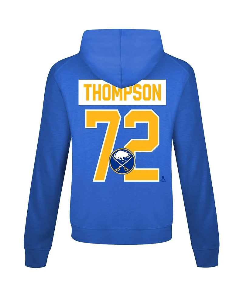 LevelWear Men's Tage Thompson Royal Buffalo Sabres Relay Name & Number Long Sleeve Hooded T-Shirt