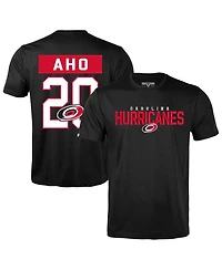 LevelWear Men's Sebastian Aho Black Carolina Hurricanes Richmond Name & Number T-Shirt