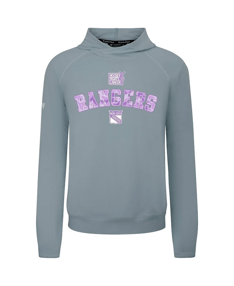 LevelWear Men's Gray New York Rangers Hockey Fights Cancer Mandate Tri-Blend Hoodie