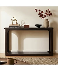 Rainsken 55" Sofa Console Table, Entryway Table with Bottom Storage Shelf, Solid Wood Legs, Sturdy Bottom Shelf, for Living Room Hallway