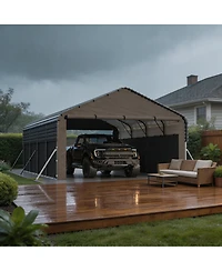 homfan 12x20 Ft Heavy Duty Steel Carport, Galvanized Metal Vehicle Shelter with Painted Steel Roof