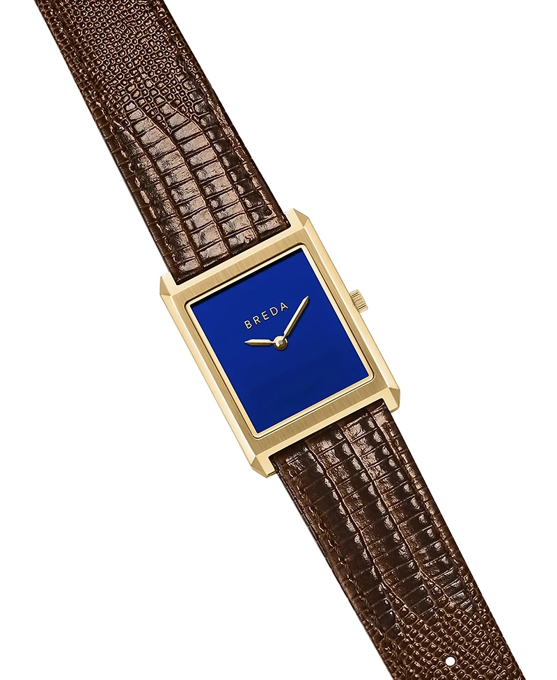 Breda Men's Quartz Virgil Gold and Brown Leather Band Watch 26mm