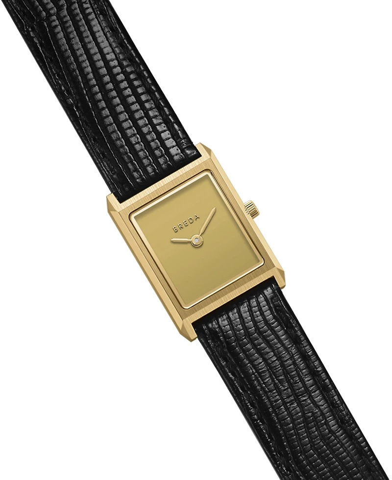 Breda Women's Quartz Virgil Gold and Black Leather Band Watch 20mm