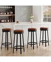 homfan 30-Inch Set of 4 Swivel Bar Stools Counter Height Rotating Barstools with Backrest Kitchen Island Seating Dining Chairs