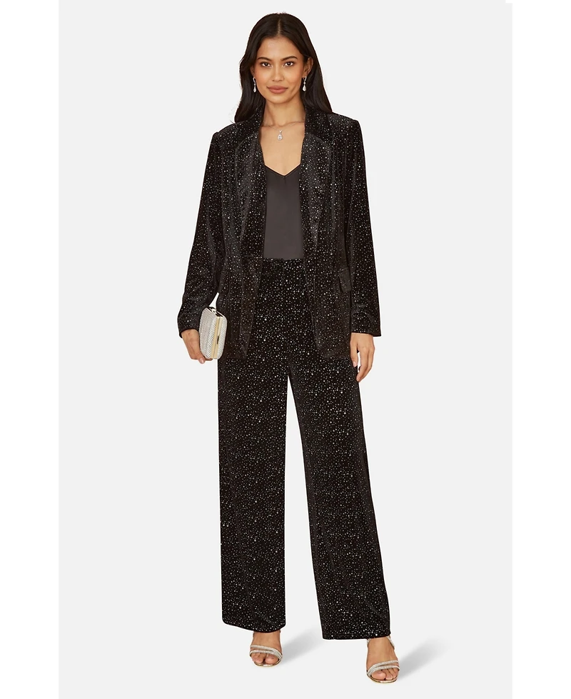 Yumi Women's Velvet Sparkle Oversize Blazer