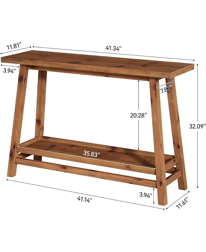 Tribesigns 41.3" Farmhouse Console Table, Solid Wood Entryway Table with Storage Shelf