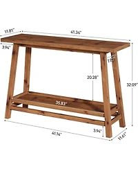 Tribesigns 41.3" Farmhouse Console Table, Solid Wood Entryway Table with Storage Shelf