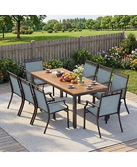 Gymax 9 Piece Patio Dining Set for 8 with Quick-Drying Fabric Sturdy Acacia Wood for Garden