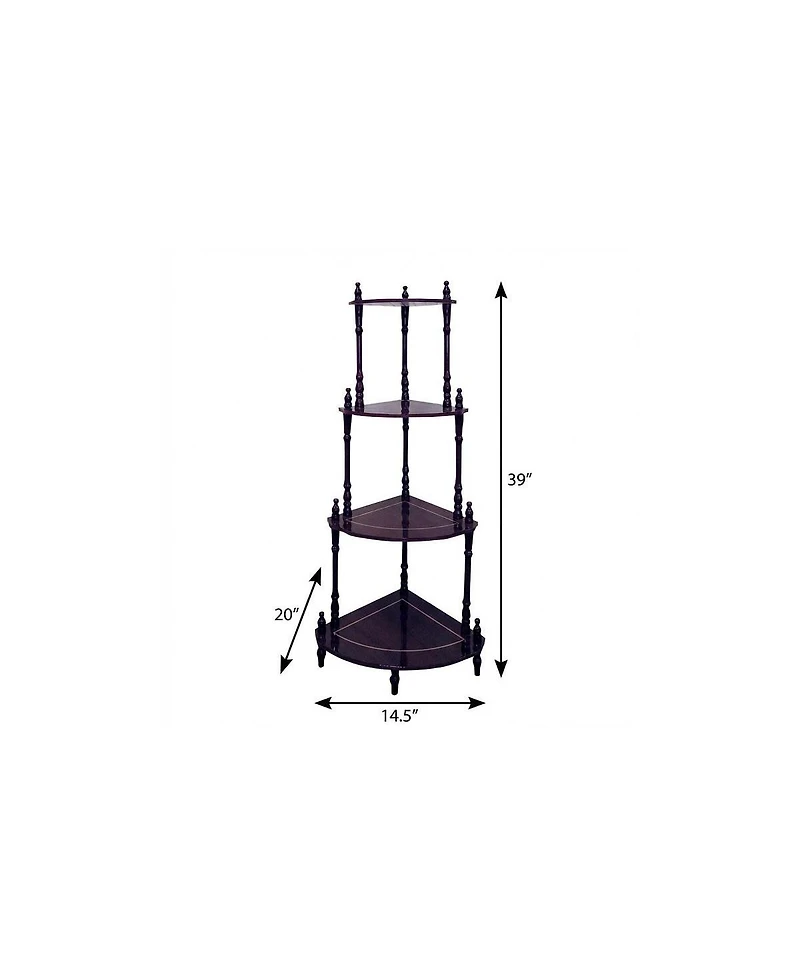 HomeRoots Wood Four Tier Corner Bookcase