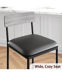 homfan 6-Piece Counter Height Bar Set with Footrest, 6 Upholstered Bar Stools for Bar, Kitchen Dining Room, Metal Frame