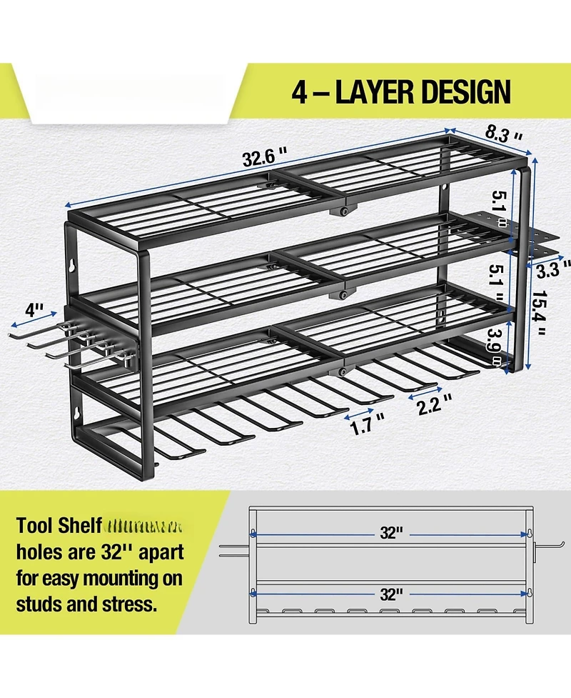 Xdovet Power Tool Organizer Wall Mount Drill Holder Charging Station