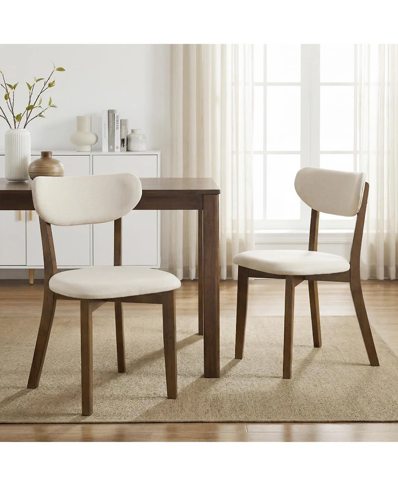Slickblue Mid-Back Dining Chair Set of 2 with Upholstered Seat and Wood Frame