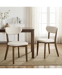 Slickblue Mid-Back Dining Chair Set of 2 with Upholstered Seat and Wood Frame