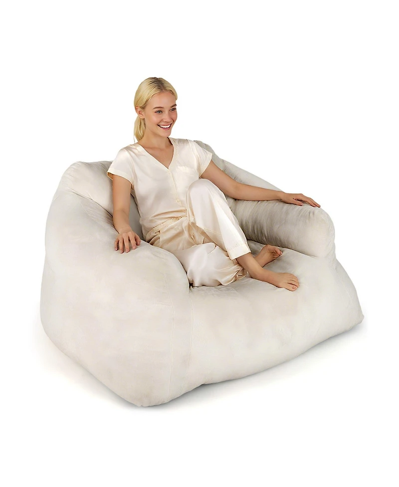Slickblue Plush Bean Bag Chair with Ultra-Soft Velvet Cover for Lounging
